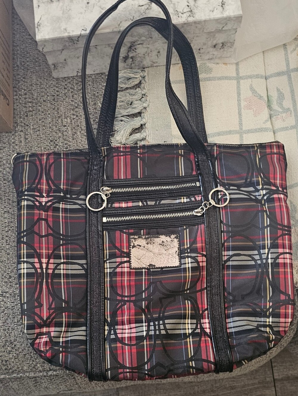Vintage Plaid Black and Red COACH Bag - Women